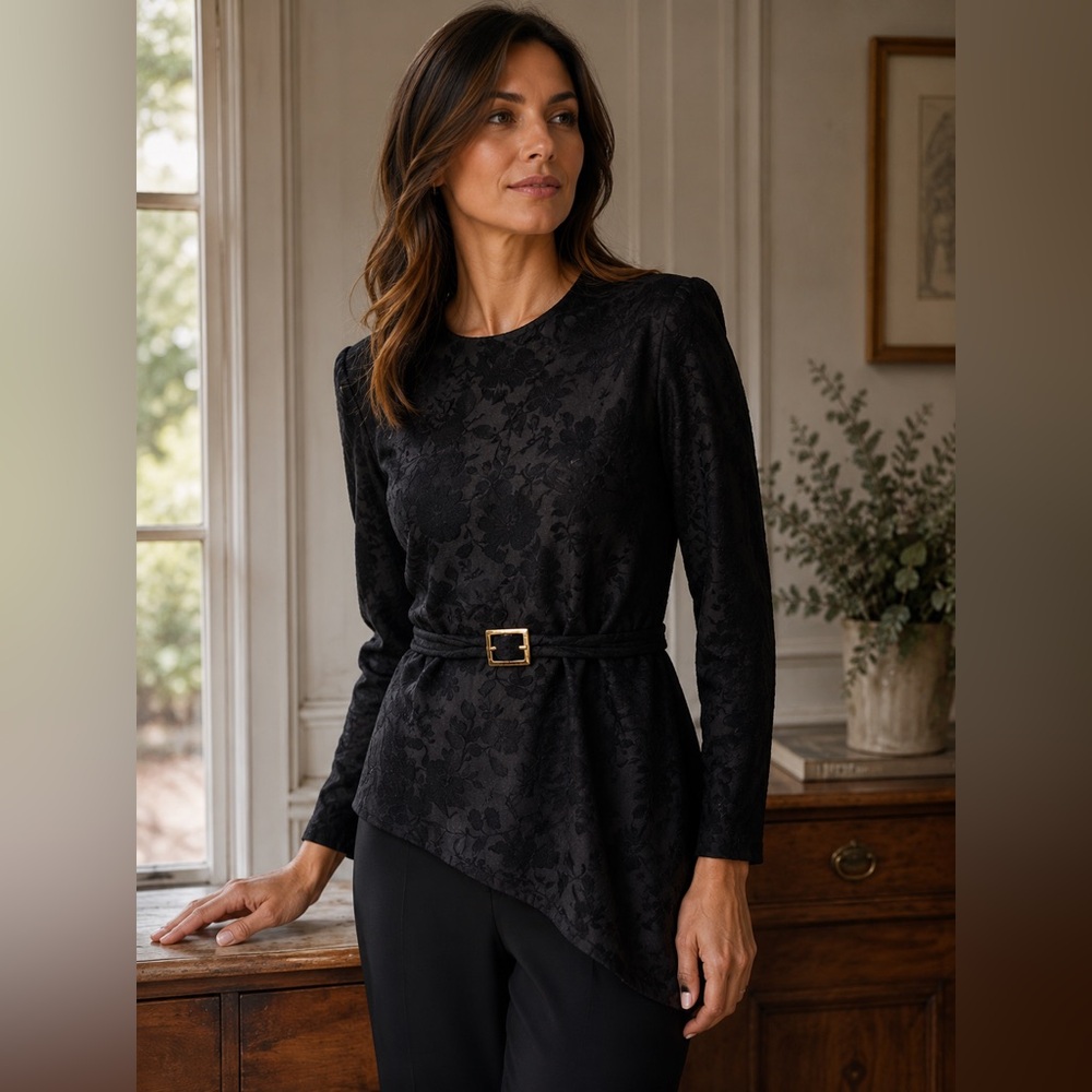 Joseph Ribkoff Jacquard Top 14 Black